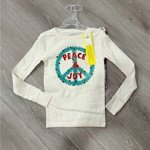 Old Navy Kids Long Sleeve Shirt - Cream with Red and Green